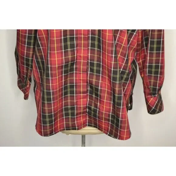 Orvis Women's 18 Red Buffalo Plaid Long Sleeve Button Down Tunic Shirt - Picture 3 of 11